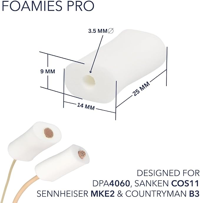 URSA Foamies: Soft Foam Mounts for Wireless Lav Mics. Can be stuck directly to the skin or costume. Fits SANKEN COS11, SENNHEISER MKE2, RODE LAV, DPA 4060/4070 (Pack of 12) (White)