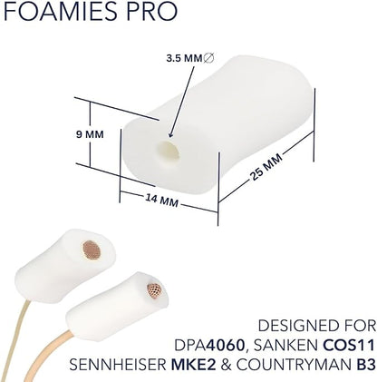 URSA Foamies: Soft Foam Mounts for Wireless Lav Mics. Can be stuck directly to the skin or costume. Fits SANKEN COS11, SENNHEISER MKE2, RODE LAV, DPA 4060/4070 (Pack of 12) (White)