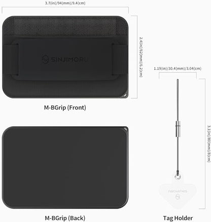 Sinjimoru for 3 in 1 MagSafe Wallet 2600g Magnetic Strength Phone Grip with Stretchy Fabric Secure Flap Anti-Drop Tag Holder for iPhone 16 15 14 13 12 M-BGRIP Black
