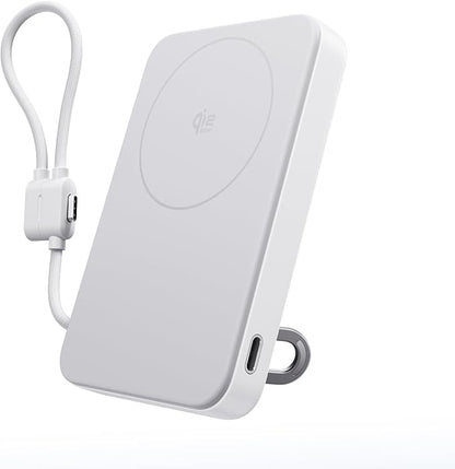 EF ECOFLOW Rapid Mag Power Bank, Qi2.2 25W MagSafe-Compatible Portable Charger, 10,000mAh Magnetic Power Charger with Built-in USB-C Cable and Foldable Stand, for iPhone 17/16/15