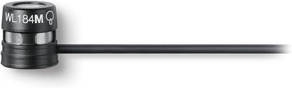 Shure WL184M Professional Low-Profile Lavalier Microphone - Supercardioid Condenser Lav Mic with TA4F Termination, includes Pouch, Tie Clip & Snap-Fit Windscreen - Black (WL184MB/S-TQG)