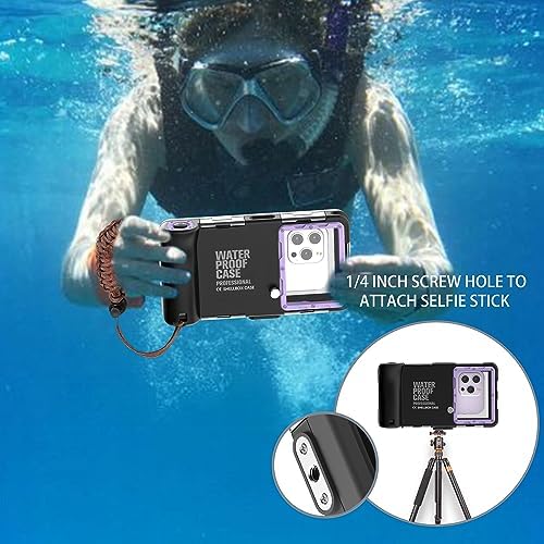 ShellBox Case Diving Case 2nd Gen for iPhone 17/16/15/14/13 Pro Max Plus Air Samsung Galaxy SeriesS25-S20 Ultra, Universal Phones[4.9-6.9 Inch],Snorkeling[15m/50ft] Full Body Protector Black-Purple