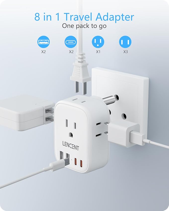 LENCENT South Africa Plug Adapter, Type M Adapter for South Africa | 4 American Outlets, 4 USB Ports(2 USB C), Type M Plug Converter for US to Bhutan Botswana Namibia Lesotho Nepal Sri Lanka