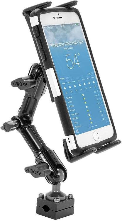 ARKON Mounts Slim-Grip Ultra Phone and Midsize Tablet Headrest Mount | Universal Phone & Tablet Fit | for Passenger Entertainment | Multi-Angle Arm | Compatible with iPad, Samsung, Google, and More