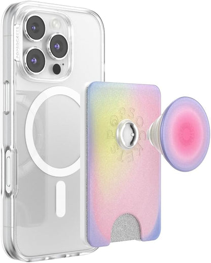PopSockets Kick-Out Wallet for MagSafe, Adjustable Kickstand, Magnetic Stand, Rainbow - Aura