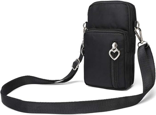 Outdoor Sweat-Proof Running Armbag Cross-Body Shoulder Casual Wallet Purse Crossbody Bag Gym Fitness Cell Phone Key Holder for iPhone 13 12 Pro Max Xs Max/Xr,Galaxy Note 10, P30 Pro,Black