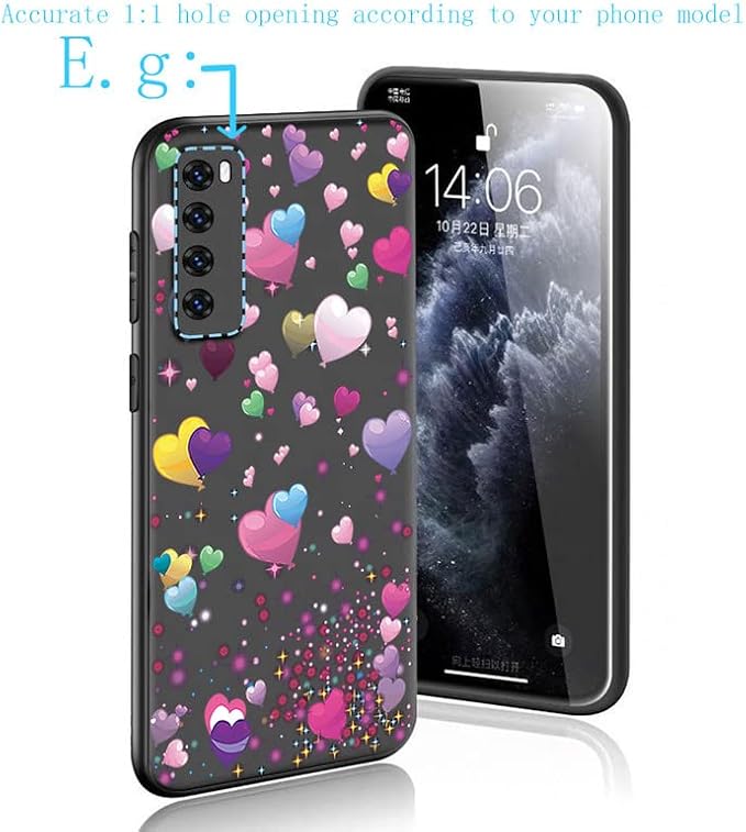 Cover for ZTE Blade A73 (6.52 inch) Case + Screen Protector，Tempered Glass 9H Hardness Protective Film and Soft Silicone Bumper Shell Black TPU Phone case - Romantic Balloon