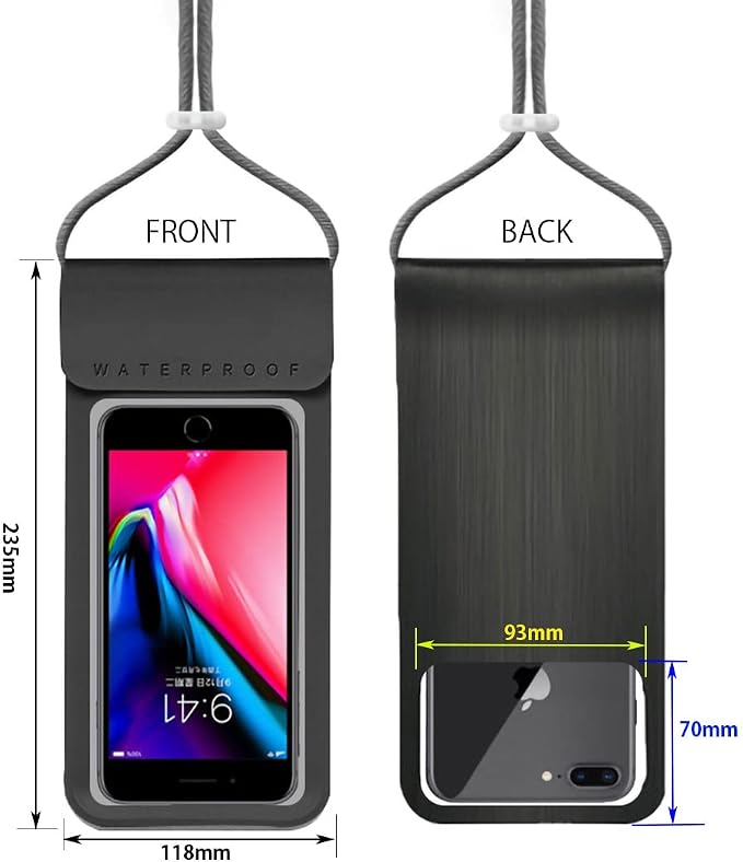 Waterproof Phone Pouch,IPX8 Waterproof Phone Case Bag Holder for iPhone 14 Pro Max/14 Plus/13/13 Pro Max/12/12 Pro Max/11/11 Pro Max/Xs Max/XR Samsung up to 6.9" for Kayaking Swimming(Black)