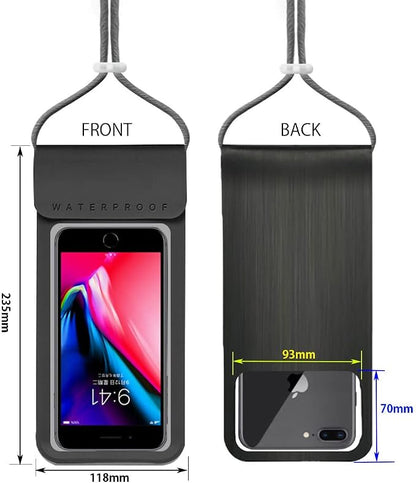 Waterproof Phone Pouch,IPX8 Waterproof Phone Case Bag Holder for iPhone 14 Pro Max/14 Plus/13/13 Pro Max/12/12 Pro Max/11/11 Pro Max/Xs Max/XR Samsung up to 6.9" for Kayaking Swimming(Black)