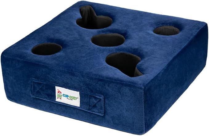 The Original Cup Cozy Pillow-As Seen on TV-The World's Best Couch/Sofa/Bed/Car Cup Holder Pillow and Caddy for Drinks/Snacks/Remotes! (Blue, 5 Hole)