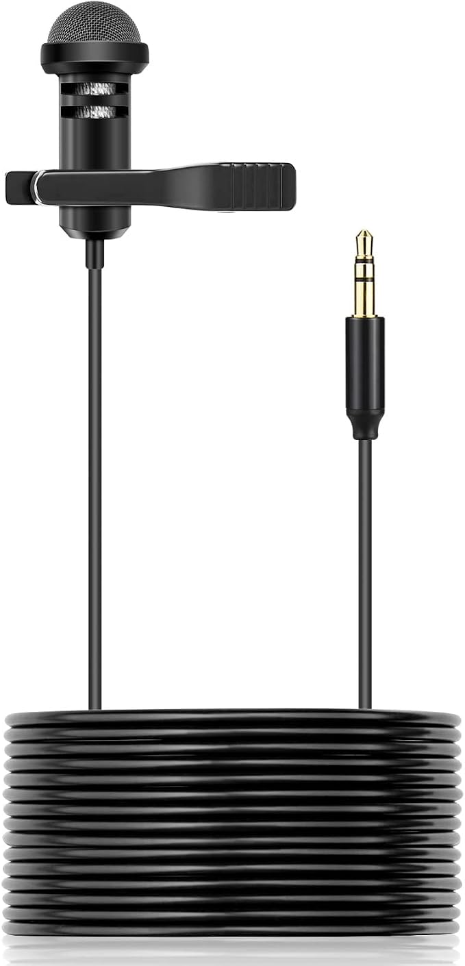weishan Lavalier Mic Compatible with GoPro HERO11 Black, HERO10，HERO9 Action Cameras, Media Mod, Max - Lapel Microphone 3.5mm, 10ft