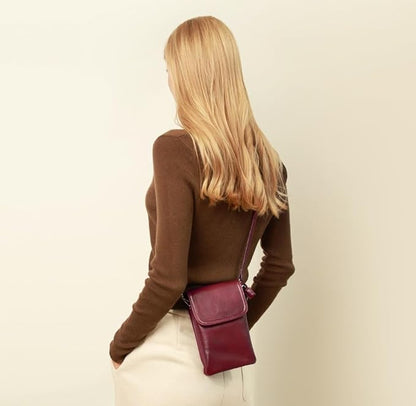 befen Genuine Leather Small Crossbody Bags for Women Cell Phone Bag Cross Body Purses,Silver Zipper