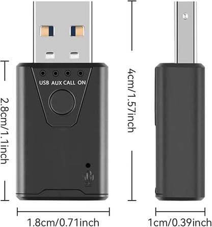 USB Bluetooth 5.4 Adapter for Car, Bluetooth Music Receiver Plug & Play, 3.5mm AUX Jack Car Kit Built-in Microphone for Hands-Free Calling Compatible with Speakers/Home Stereo,USB-Powered