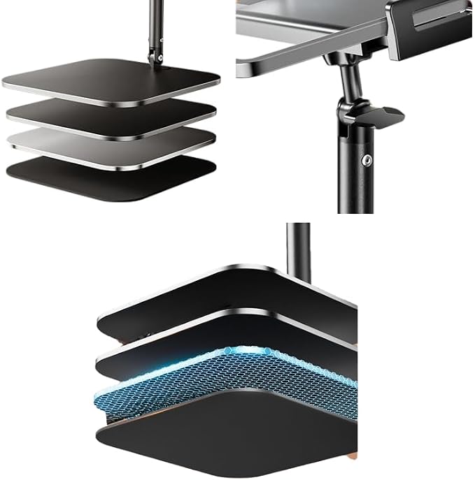 Adjustable Overhead Phone Stand for Desk, Black Metal Articulating Arm Mount, Desktop Video Recording Tripod, Live Streaming Photography Holder