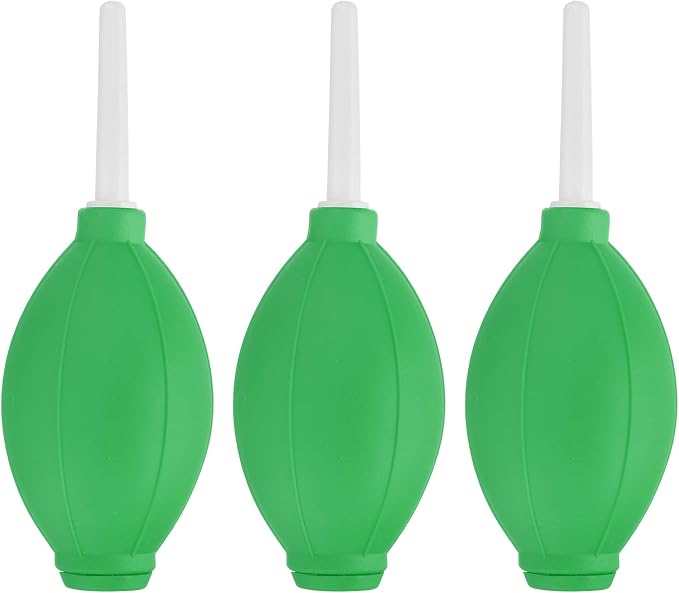PATIKIL Soft Tip Air Blower Dust Blaster, 3 Pcs Rubber Bulb Air Pump Dust Blower Cleaner Cameras Lens Cleaning Tool with Long Nozzle for Camera Lens Computer Keyboard, Green/White
