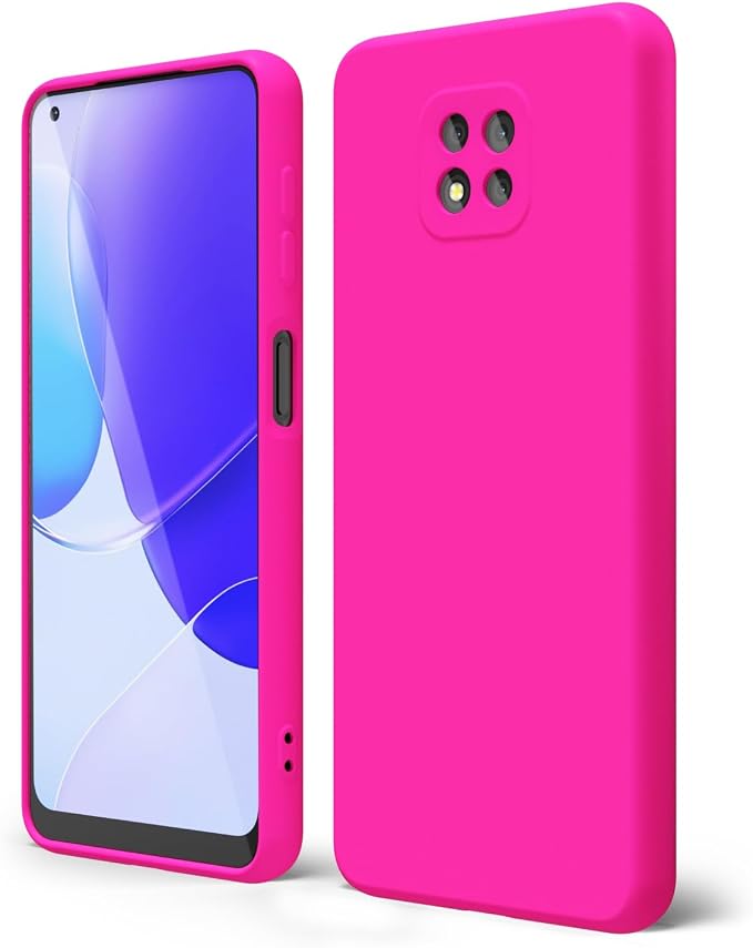 oakxco for Motorola Moto G Power 2021 Phone Case Liquid Silicone, Neon Bright Solid Color, Thin Slim Soft Rubber Gel Matte TPU Plain Simple Cover for Women, Hot Pink Fuchsia