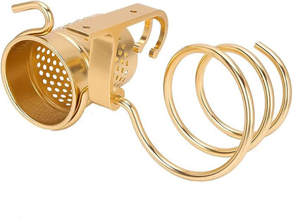 TOPINCN Hair Dryer Holder with Aluminum Storage Holder Wall Mount Hair Dryer Holder Wall Phone Holder with Fixing Screws for Hair Dryer, Hair Straightener(Gold)