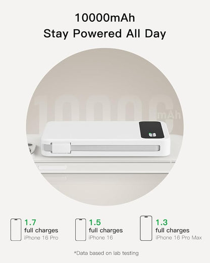 Magnetic Power Bank, 10,000mAh Wireless Portable Charger for Mag-Safe 15W Fast Charging, Battery Pack with USB-C Cable 20W in/Out for iPhone Air/17/16/15/14/13/12/Plus/Pro/Pro Max, AirPods & More