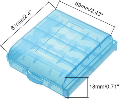 Heyiarbeit 4 x AA Battery Storage Case Holder Organizer Box Transparent Purple Blue Green 4Pcs