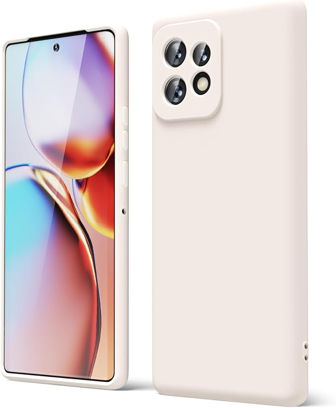 oakxco for Motorola Moto Edge Plus 2023 Case Silicone, Thin Slim Grip Soft Rubber Gel Protective Phone Case for Women, Matte Plain Solid Color Aesthetic Cute Girly Case with Camera Cover, Beige Stone