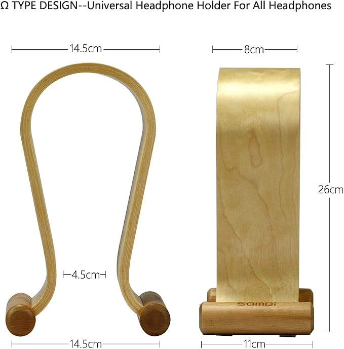 SAMDI Leather Headphone Stand Headset Stand Headphone Holder Universal Gaming Headset Holder - Birch
