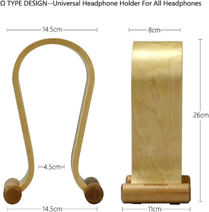 SAMDI Leather Headphone Stand Headset Stand Headphone Holder Universal Gaming Headset Holder - Birch