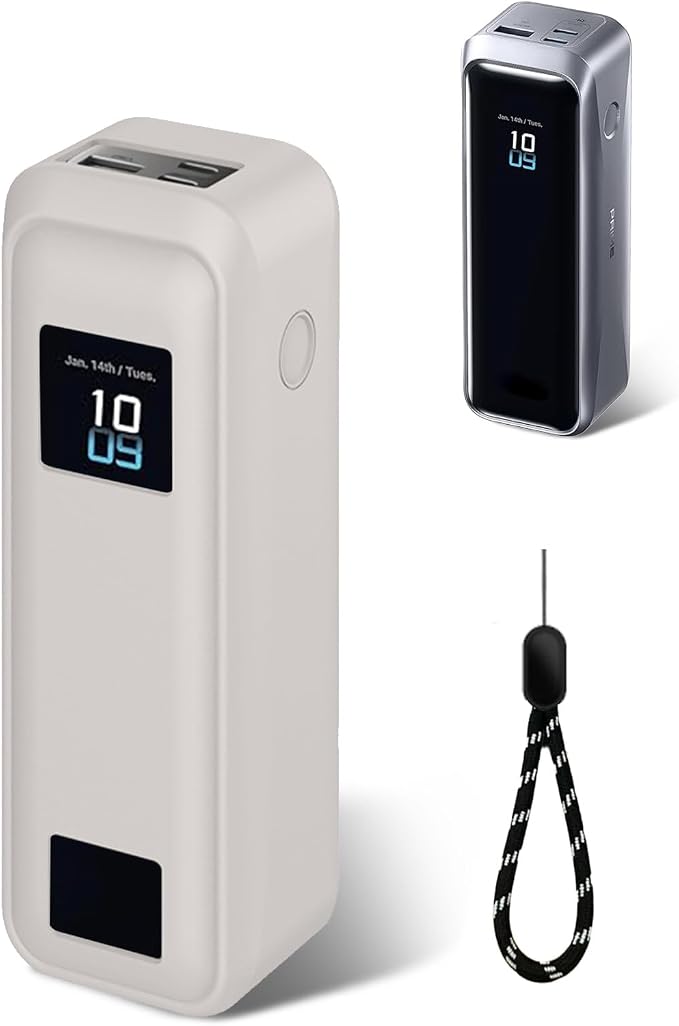 Silicone Protective Case Compatible with Anker Prime Power Bank 20,100mAh 3-Port Portable Charger, Full-Body Protective Cover with Precise Cutouts, Shockproof & Scratch-Resistant Sleeve (Grey)