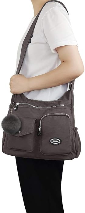 SUKRY Nylon Crossbody Bag for Women with Anti theft RFID Pocket, Waterproof Shoulder Bag Travel Purses and Handbag