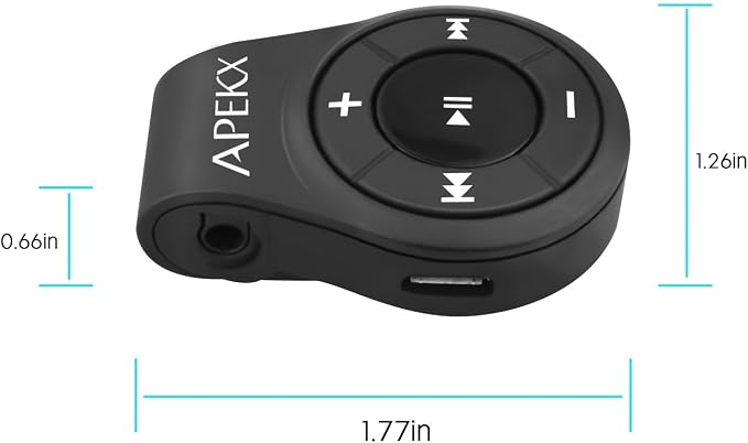 APEKX Clip Bluetooth Audio Adapter for Headphones, Headset, Speaker, Wireless Receiver with MIC for Hands-Released Call and Music