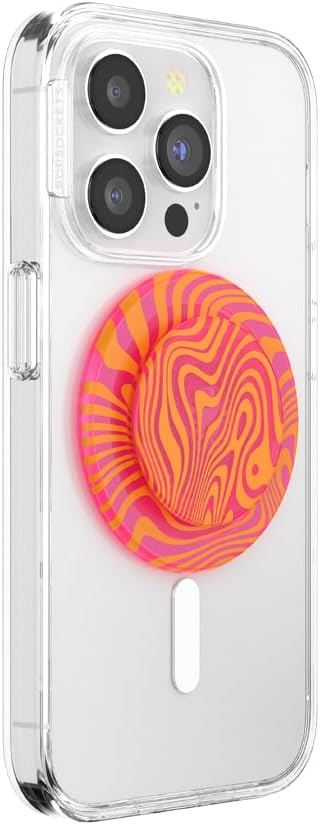 PopSockets Phone Grip for MagSafe, Magnetic Holder, Phone Stand - Swirl Aviation Orange