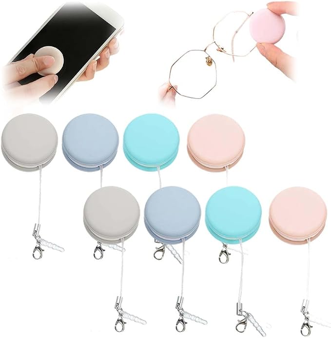 Yilia Macaron Phone Screen Cleaner, Cute Macaron Design Mobile Phone Screen Cleaner, Washable Dedusting Tool for Eyeglasses and Cell Phones (Mix, 8pcs)
