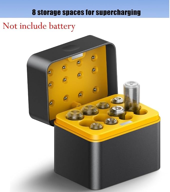 AA/AAA Battery Charging Case with USB-C Input for 1.5V Lithium Batteries, 8-Slot Fast Charger and Storage Organizer Compatible with 5/7-Size Cells
