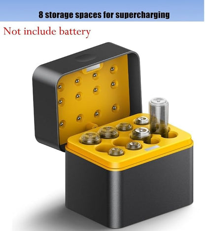 AA/AAA Battery Charging Case with USB-C Input for 1.5V Lithium Batteries, 8-Slot Fast Charger and Storage Organizer Compatible with 5/7-Size Cells
