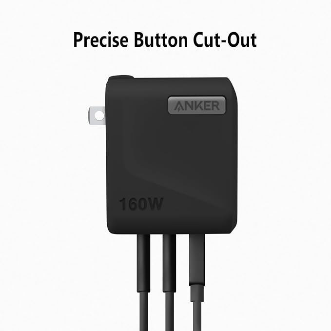 Geiomoo Soft Silicone Case for Anker Prime 160W Charger, Flexible Scratch Resistant Cover (Black)