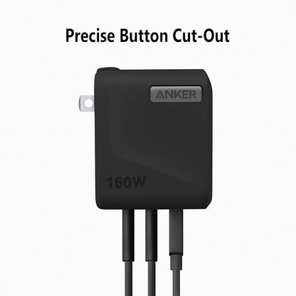 Geiomoo Soft Silicone Case for Anker Prime 160W Charger, Flexible Scratch Resistant Cover (Black)