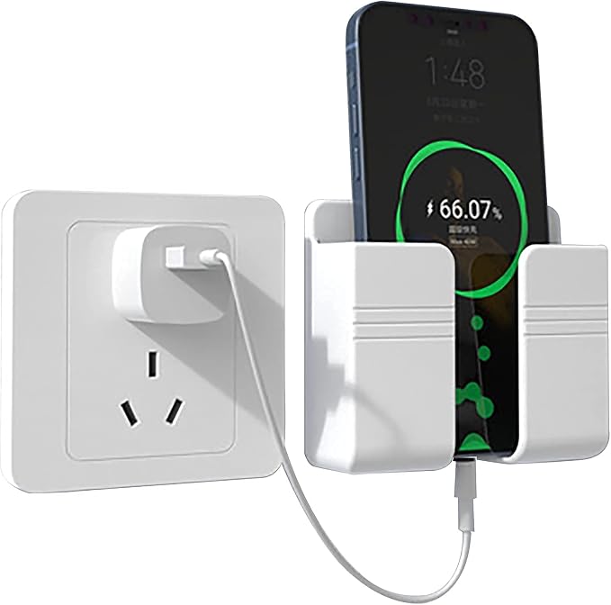 CEI&BPY Wall Mount Phone Holder, Phone Stand with Self Adhesive. Phone Holder for Charging and RV for iPhone and Android (1Pc,Black)