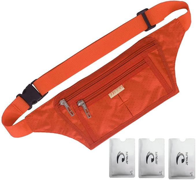 Naoki Outdoor Sports Running Jogging Cycling Hiking Camping Climbing Travel Ultra-thin Waterproof Polyester Waist Pack / Bag Runner Belt(Orange)