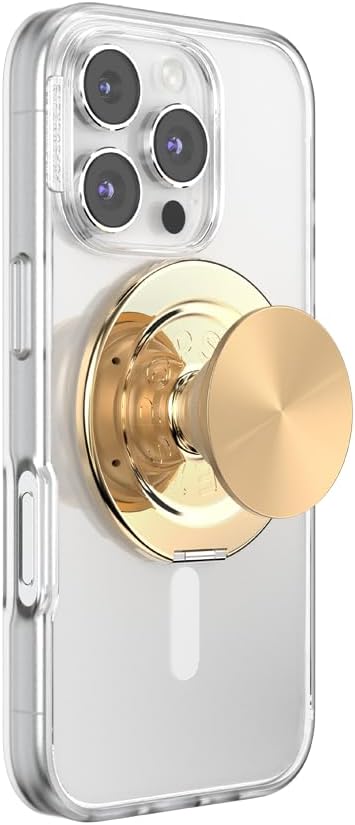 PopSockets Kick-Out Grip for MagSafe, Adjustable Kickstand for Portrait or Landscape, Magnetic Stand, Gold - Gold Radial