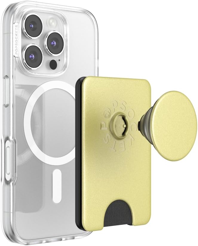 PopSockets Kick-Out Wallet for MagSafe, Adjustable Kickstand, Magnetic Stand, Gold - Painted Gold