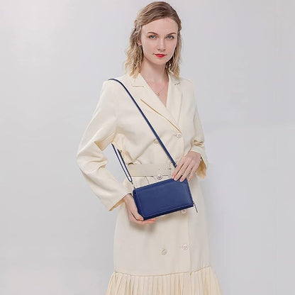 Peacocktion Crossbody Bags for Women RFID Wristlet Wallets Travel Vegan Leather Small Clutch Purses with Phone Pocket Zipper