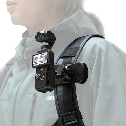 Osmo Pocket 3 Backpack Strap Clip Mount, 360° Rotation Backpack Quick Clip Clamp Mount with Extended Border, Bag Belt Shoulder Strap Clip Holder Compatible with DJI Osmo Pocket 3