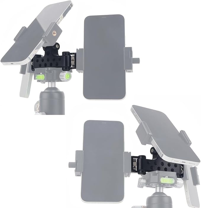 Triple Phone Holder Tripod Mount Adaptor | 180-degree Tilt Head | Vlogging Live Streaming Tool for Camera, Light, Microphone | Multiple Phone Bracket to Tripod