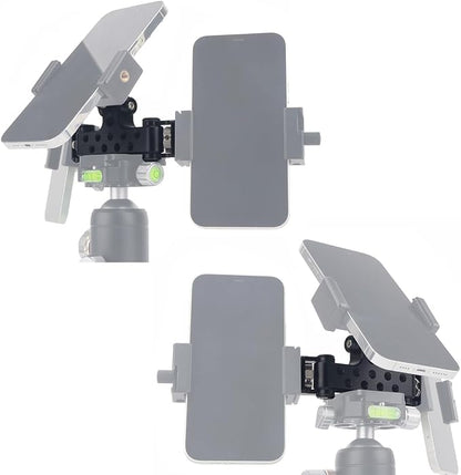 Triple Phone Holder Tripod Mount Adaptor | 180-degree Tilt Head | Vlogging Live Streaming Tool for Camera, Light, Microphone | Multiple Phone Bracket to Tripod