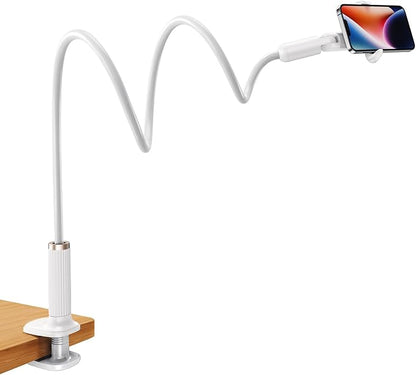 Gooseneck Phone Holder for Bed, Flexible Long Arm Cell Phone Stand with Clamp Mount, 900°Rotation Overhead Phone Mount for Bedside,Headboard,Desk, Universal for 4-7" Phone (35.43 Inches Length)