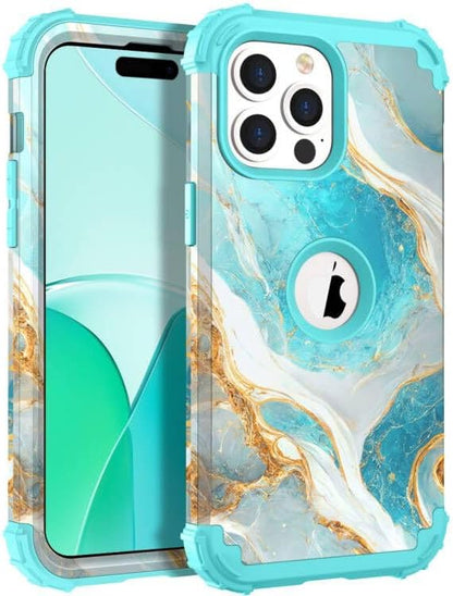 Hocase for iPhone 14 Pro Max Case, Heavy Duty Shockproof Protection Soft Silicone Rubber+Hard Plastic Bumpers Hybrid Protective Case for iPhone 14 Pro Max 2022 - Teal