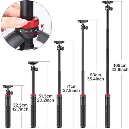 ULANZI MT-44 Extendable Phone Tripod, 59" Selfie Stick Vlog Stand with 2 in 1 Phone Clip, 360° Ball Head Camera Tripod for iPhone Sony DJI Osmo Nano Action Camera, Lightweight for Travel
