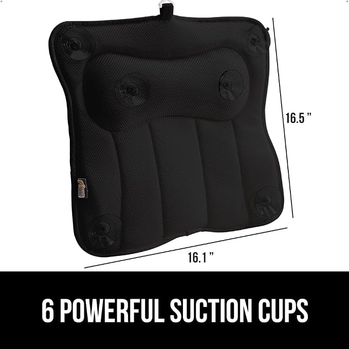 GORILLA GRIP Bath Pillow for Tub, 6 Strong Suction Cups, 4D Mesh FlexComfort Headrest for Neck, Head and Back Support, Luxury Machine Washable Pillows, Bathtub Accessories, Spa Gifts for Women, Black