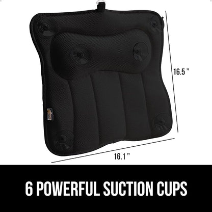 GORILLA GRIP Bath Pillow for Tub, 6 Strong Suction Cups, 4D Mesh FlexComfort Headrest for Neck, Head and Back Support, Luxury Machine Washable Pillows, Bathtub Accessories, Spa Gifts for Women, Black