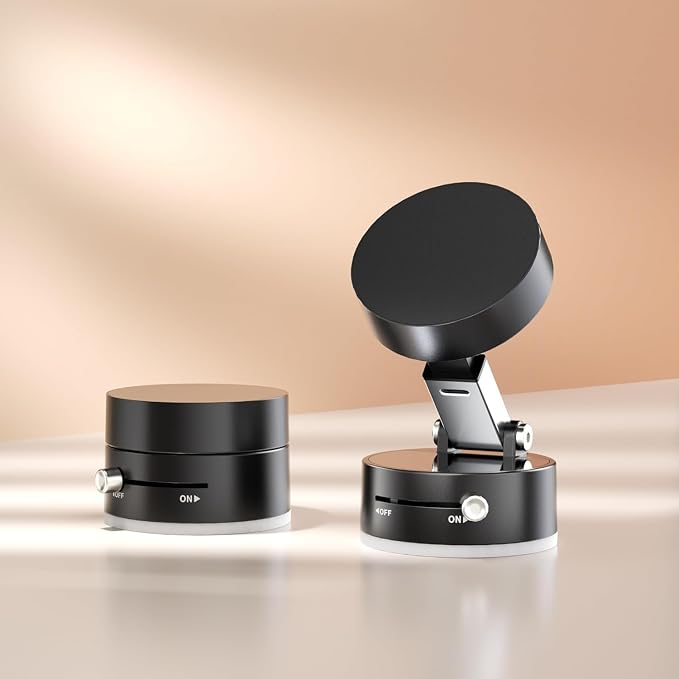 Mayten Magnetic Phone Holder Stand，Suction Phone Mount with Vacuum+TPU Gel Design for All Surfaces, Car Mount with Strong Suction and Adhesive, Compatible with iPhone/Android，All Smartphones (Black).