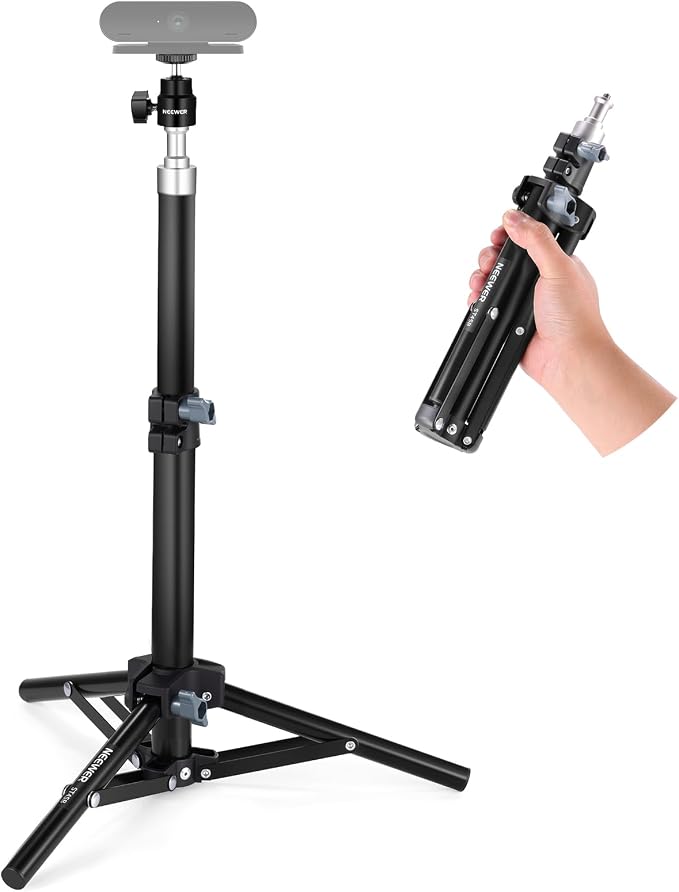 NEEWER Webcam Stand Tripod for Desk, Mini Desktop Tripod with Cell Holder Compatible with Logitech Anker Emeet Webcam Ring Light for Video Recording Live Streaming Zoom Call, ST45B